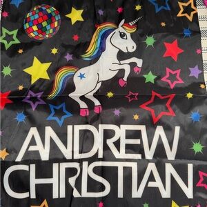 Andrew Christian Black Backpack with Colorful Unicorn Design